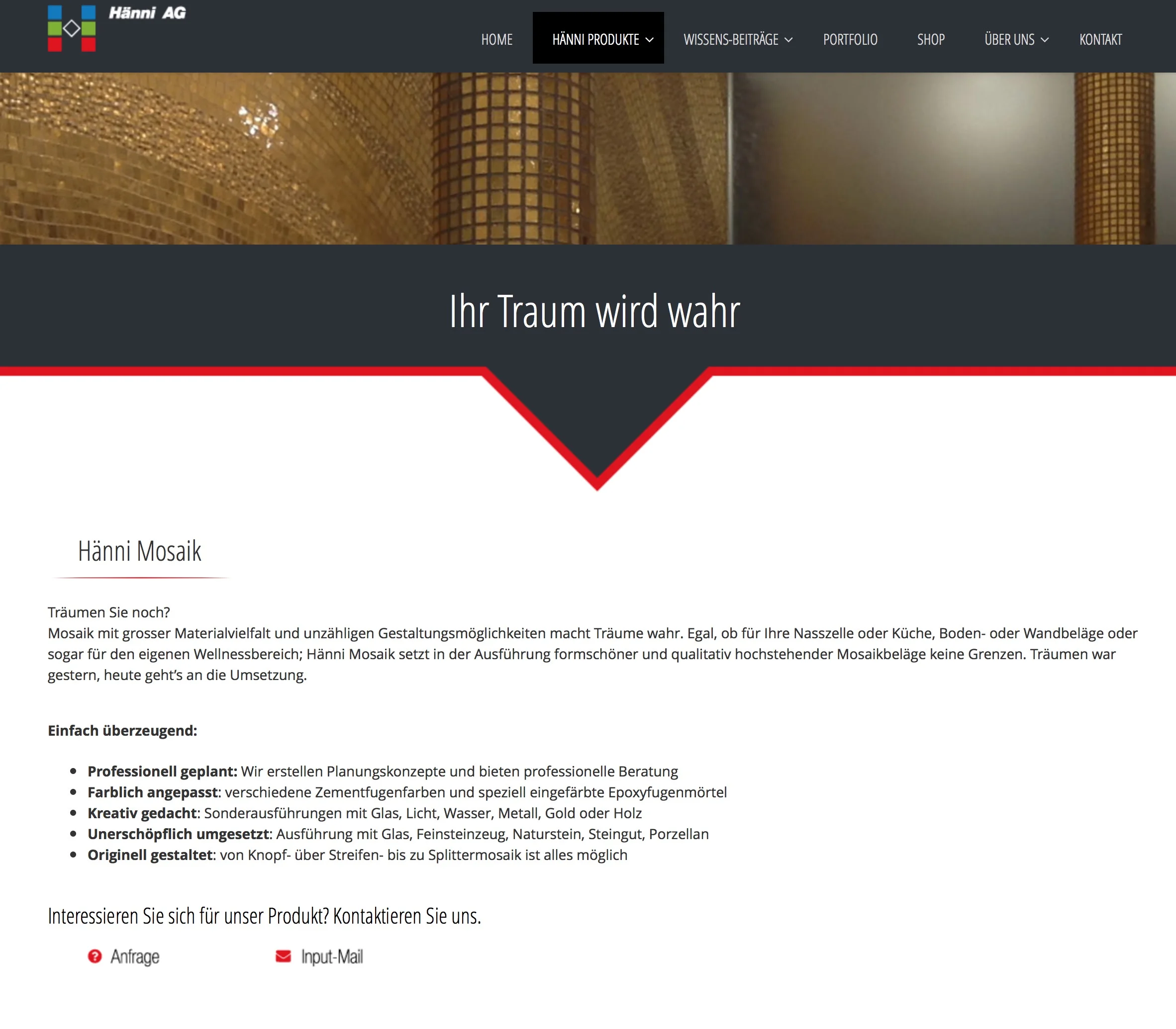 Webseitenbetextung Hänni AG