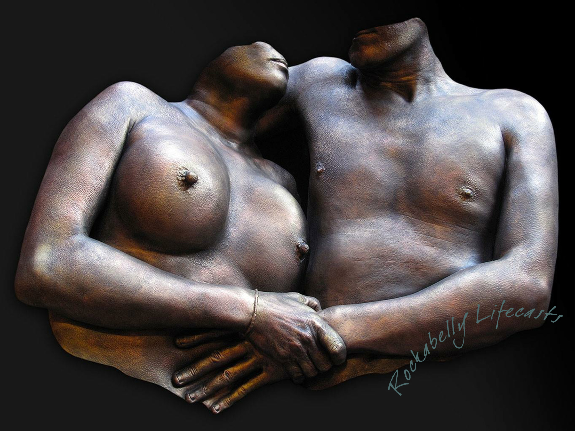Couple torso cast - embracing - by Rockabelly Lifecasts