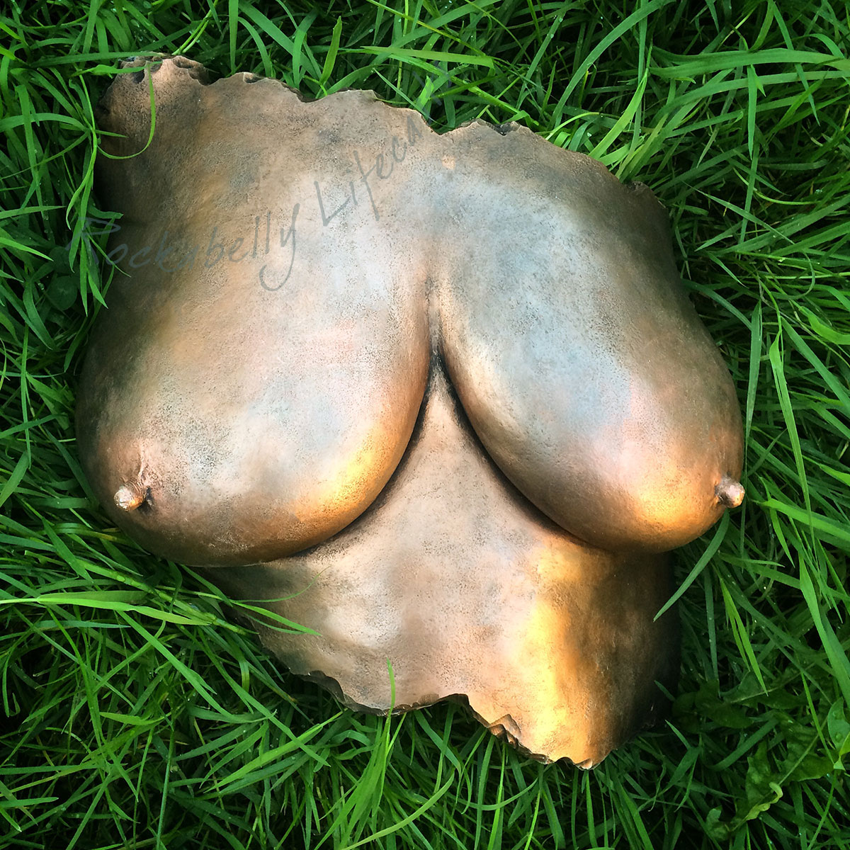 Rockabelly - mastectomy breast cast painted bronze