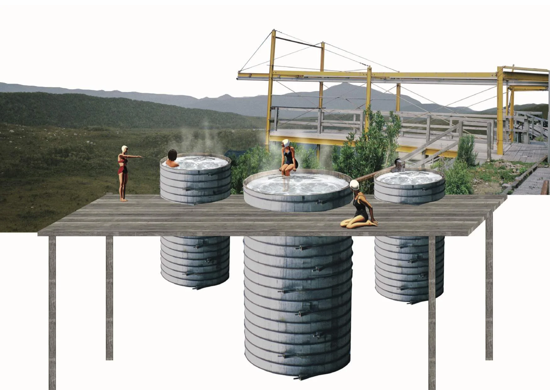 Hill-top hot tubs