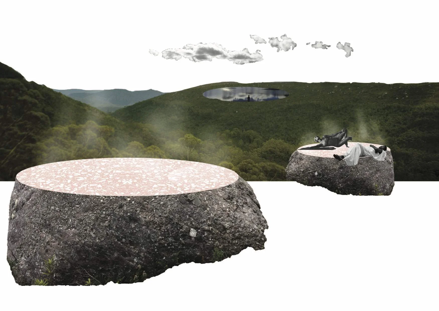 Outdoor hot rock beds