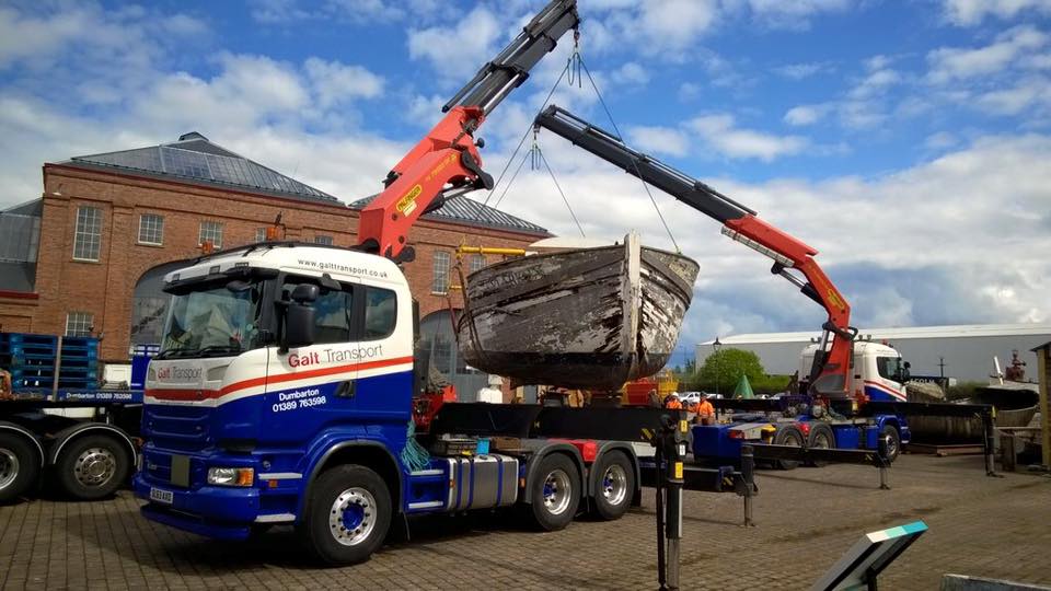 A Tandem crane lift was used to unload Skylark IX in Irvine