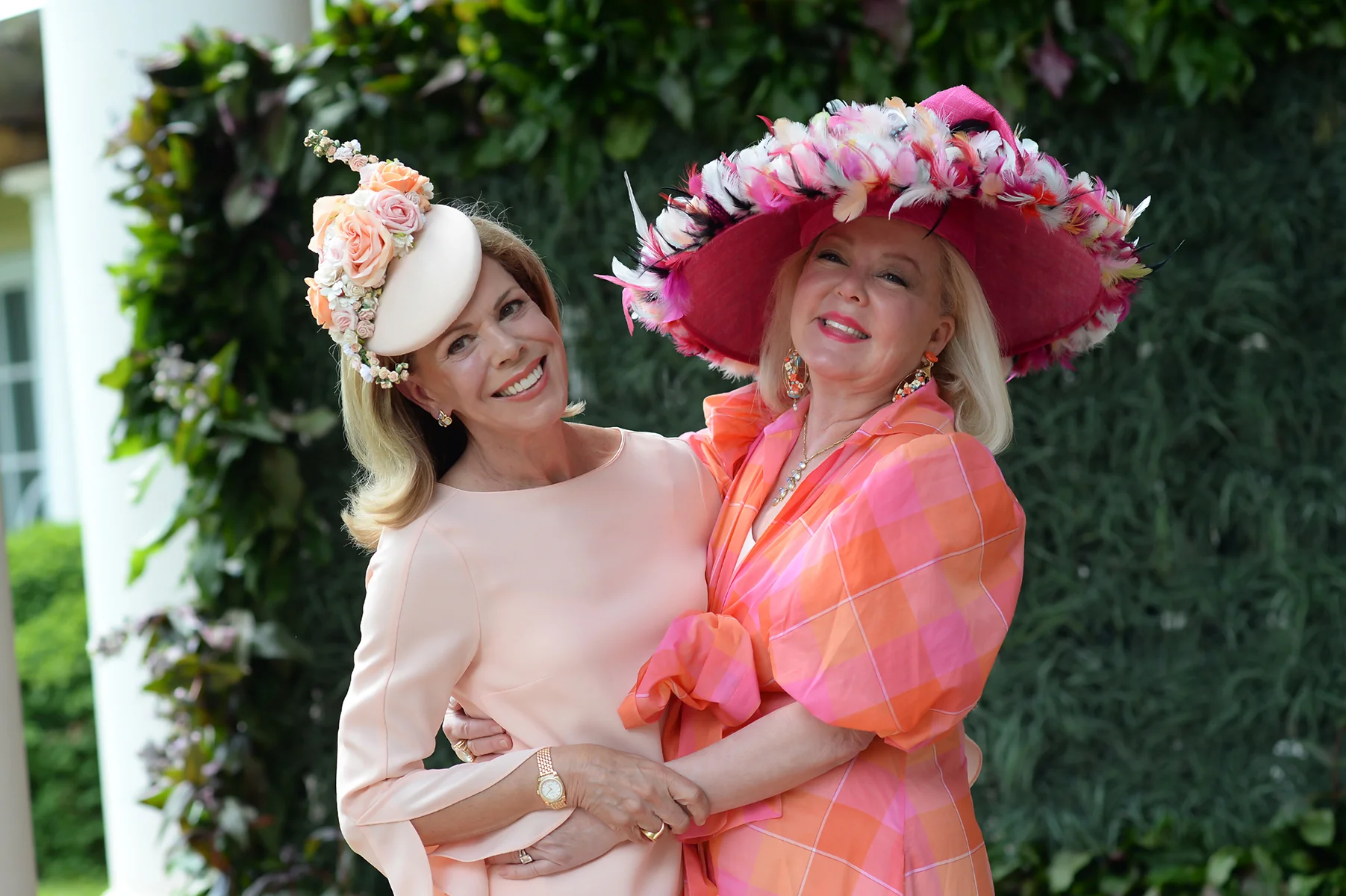 Pam Warlick (left) and Pam Stowe at Hats in the Garden