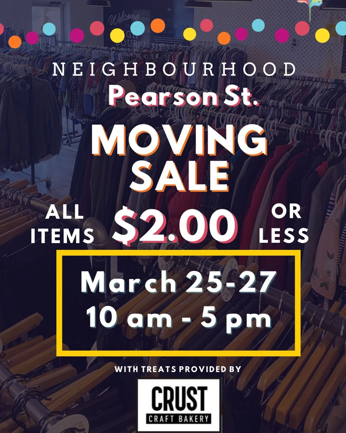 Check out our last SALE at Pearson st. this week from March 25-27 (open 10am-5pm) as we get ready to move permanently to our new location! Don&rsquo;t miss these amazing deals, everything $2.00 or less, restocking constantly so there&rsquo;s always s