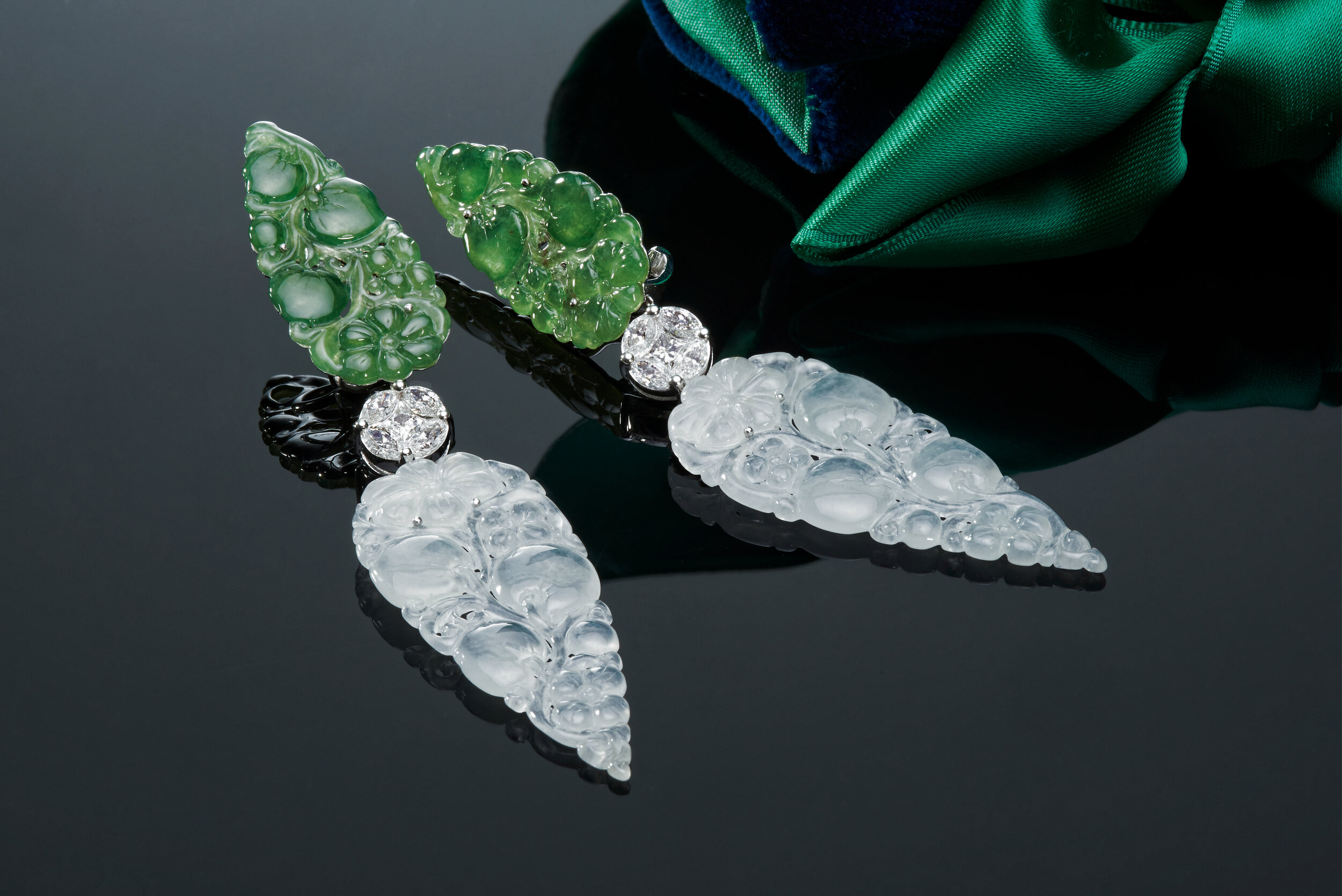  Green/white Jade + Diamonds 