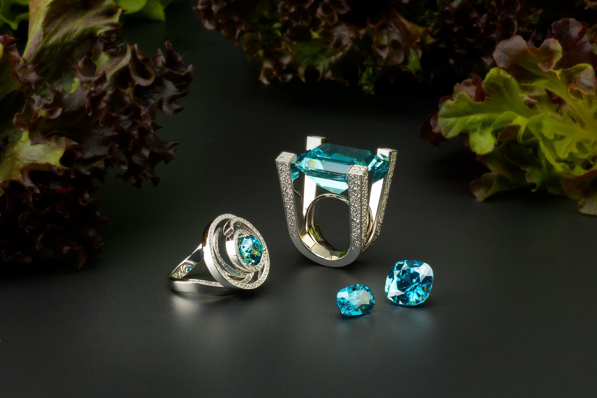  Aquamarine (39.98ct.) whitegold and diamonds  