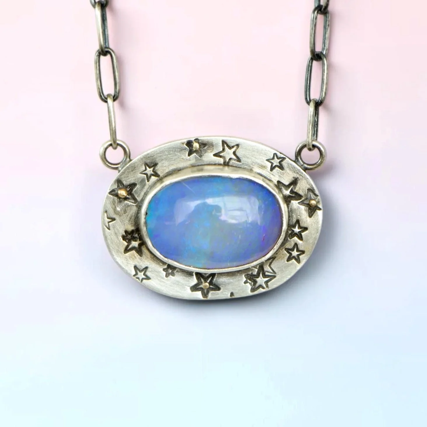 Pipe Opal Star Necklace ~ Fine & Sterling Silver ~ 14k Gold