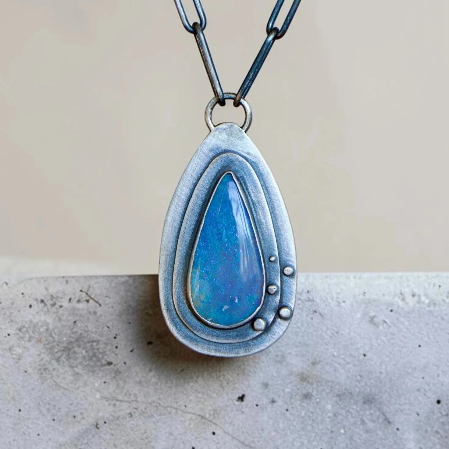 Magical Dots Pipe Opal Necklace ~ Fine & Sterling Silver
