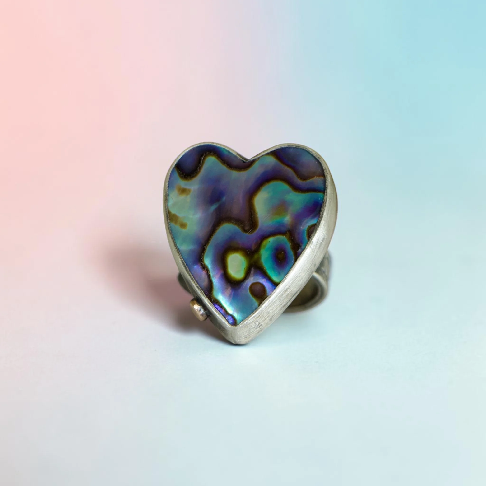Abalone Heart Ring ~ Fine & Sterling Silver ~ 14k Gold Filled ~ Size 8