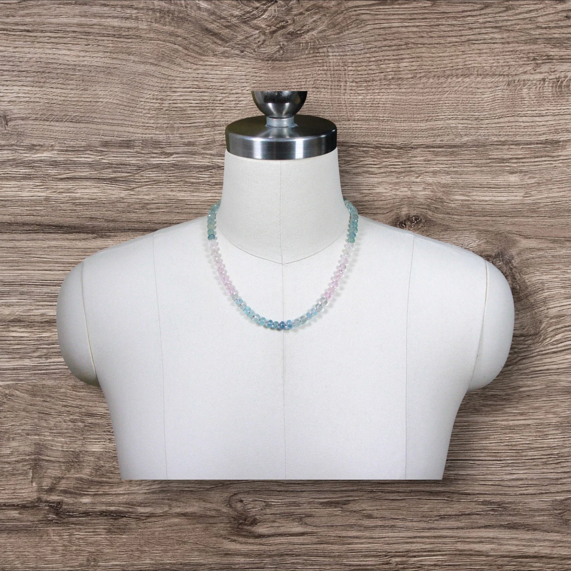 Short ~ Multicolor Aquamarine ~ Sterling Hand Clasp