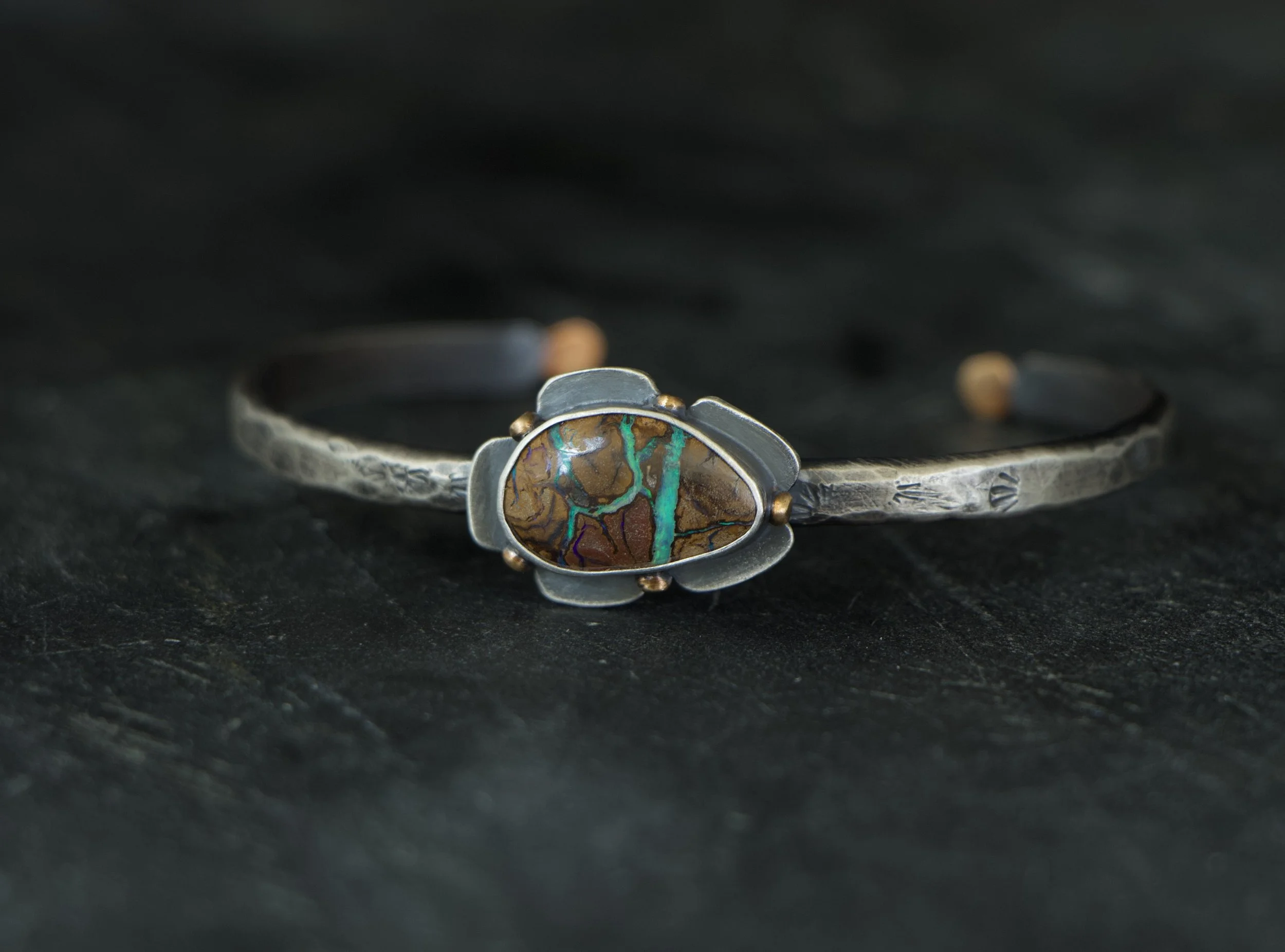 Koroit Boulder Opal Cuff ~ Fine & Sterling Silver ~ 14k Gold Filled