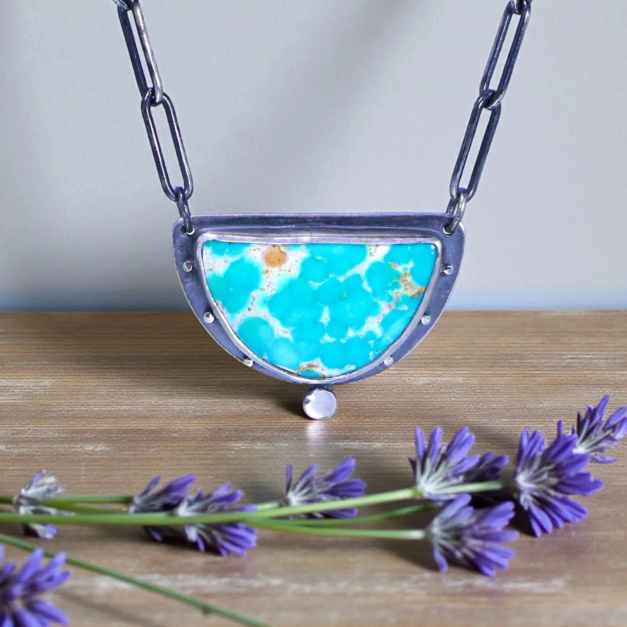 Sterling/Fine Silver Golden Phoenix Turquoise Necklace