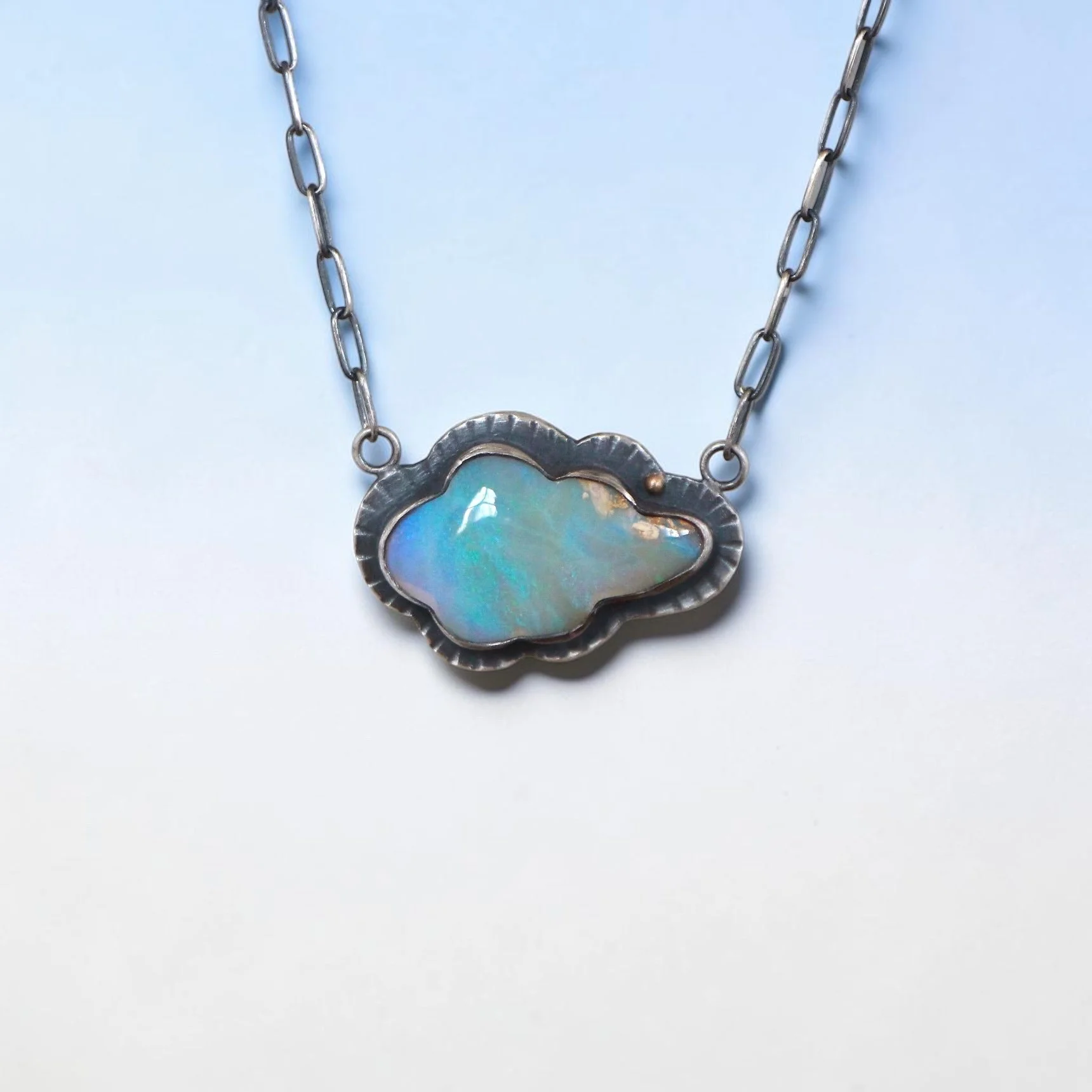 Boulder Opal Cloud Necklace ~ Fine & Sterling Silver ~ 14k Gold