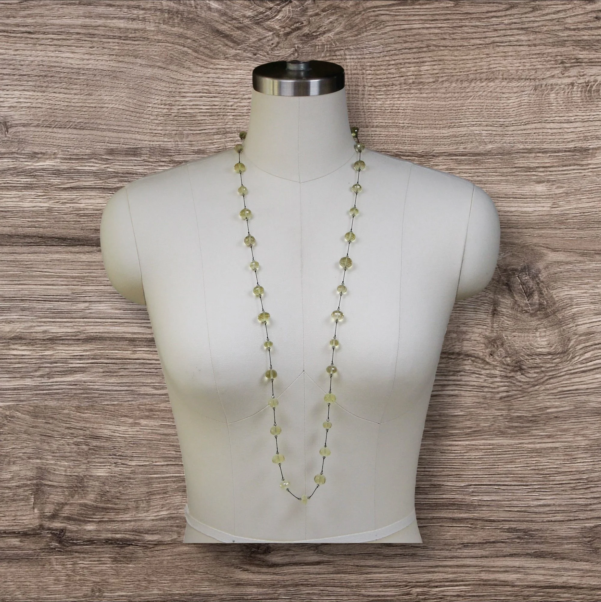 Long ~ Checkerboard Lemon Quartz ~ Black Silk