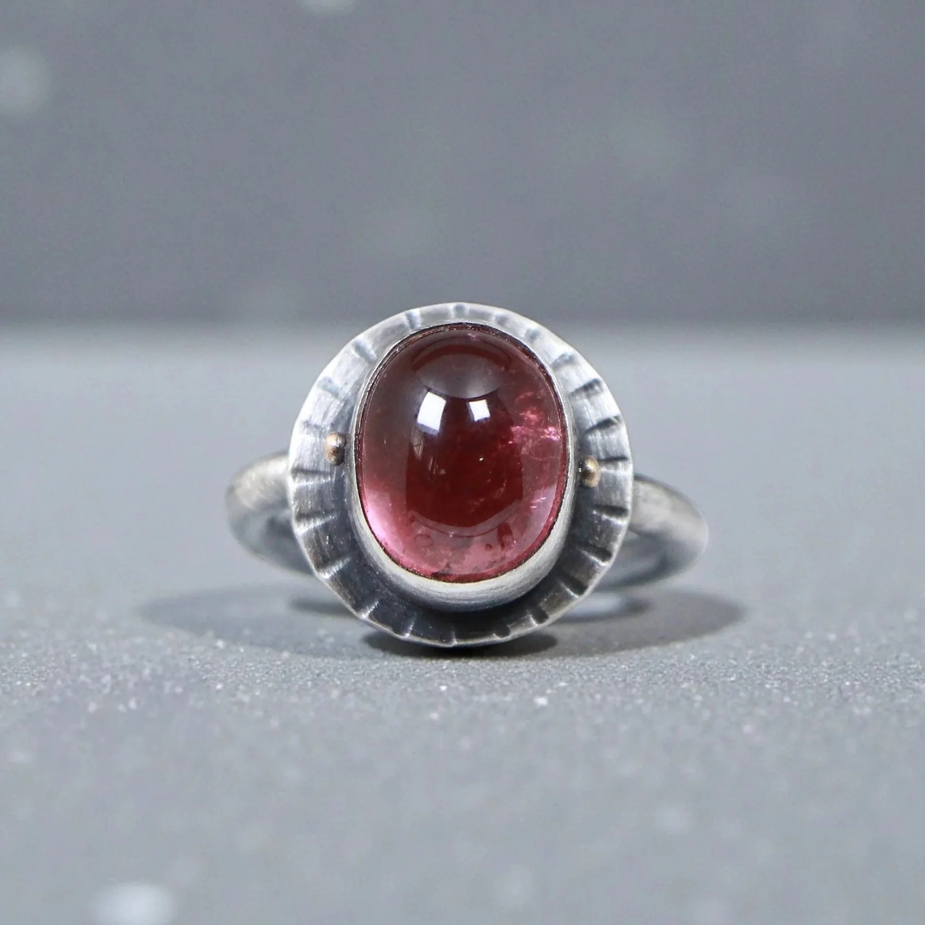 Pink Tourmaline Ring ~ Fine Sterling Silver ~ 14k Gold ~ Lucky Size 6.75