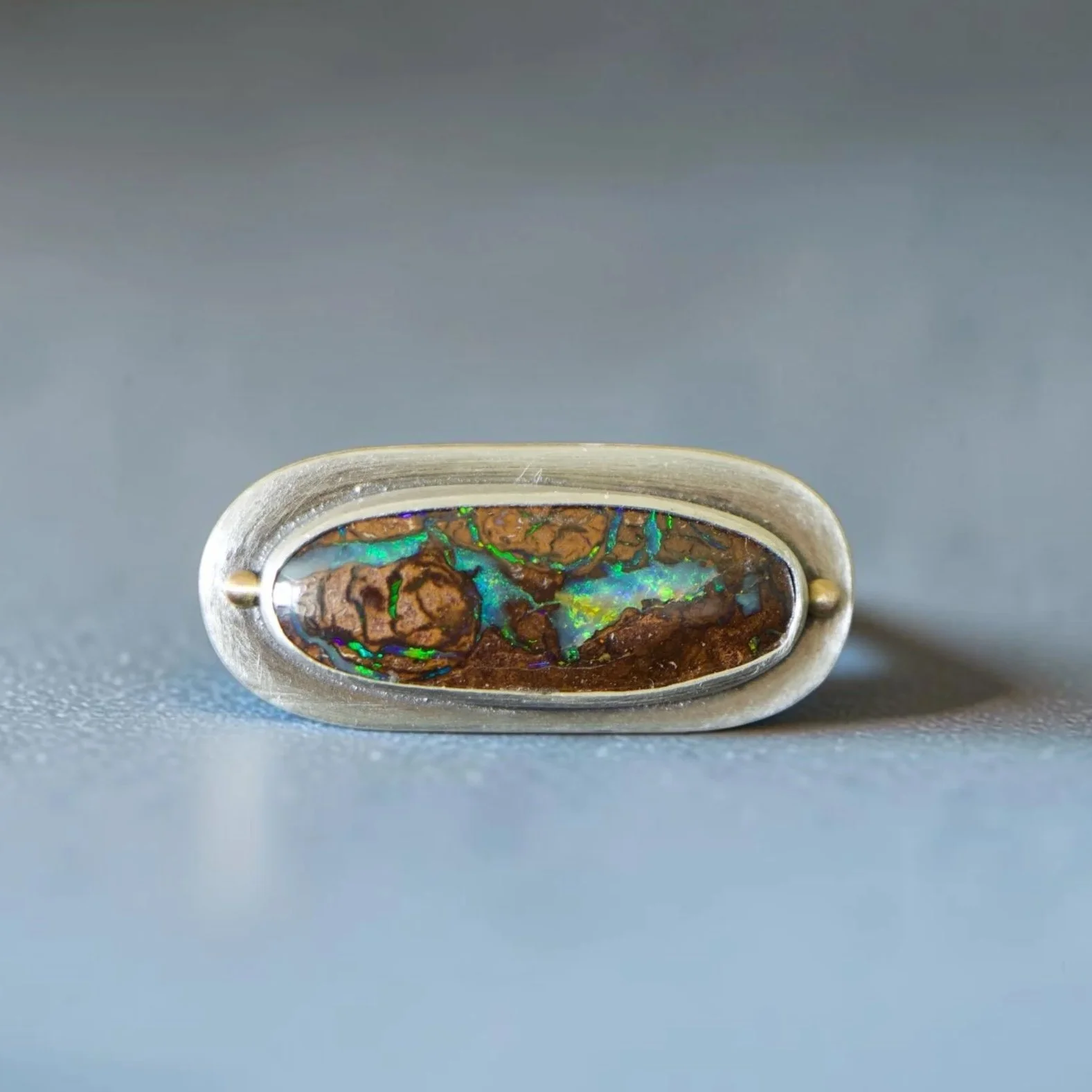 Koroit Opal East-West Ring ~ Fine & Sterling Silver ~ 14k Gold ~ Lucky Size 7.75