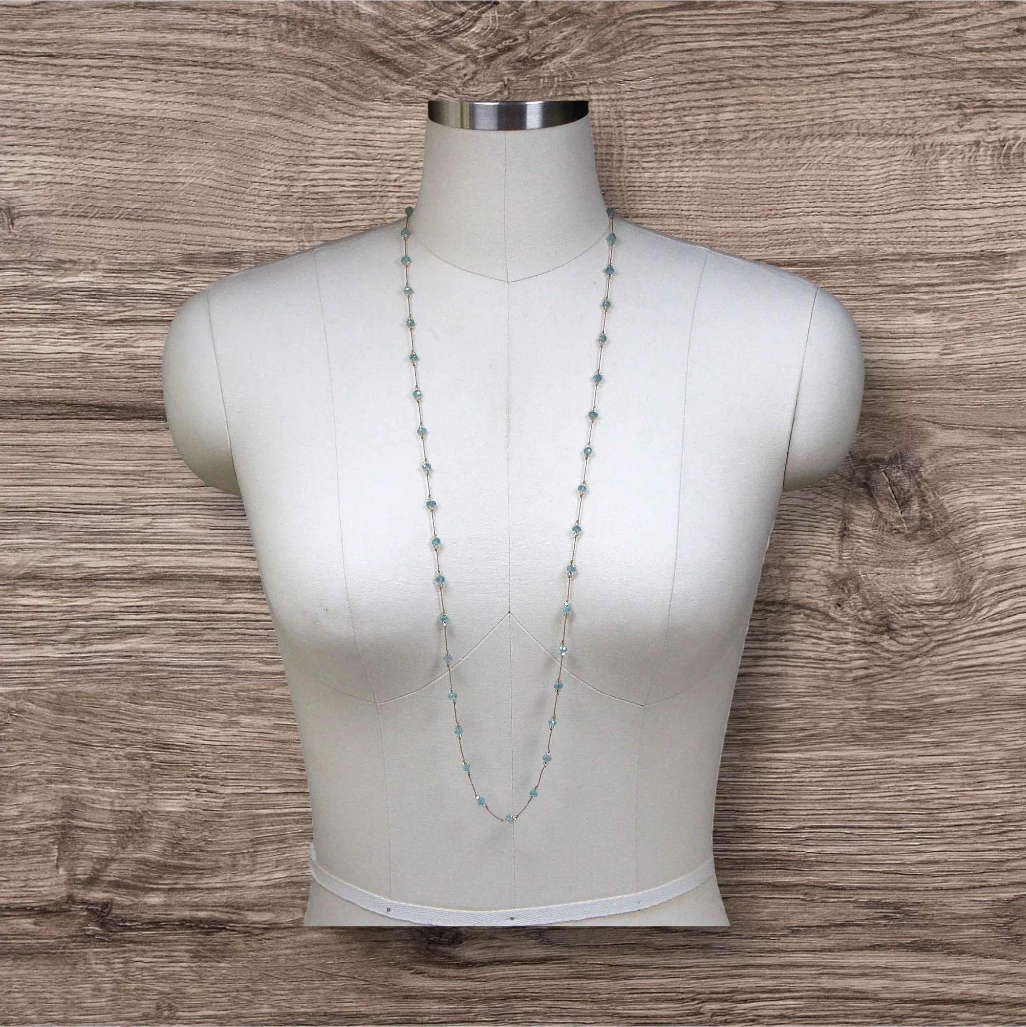 Long ~ Natural Blue Zircon ~ Beige Silk