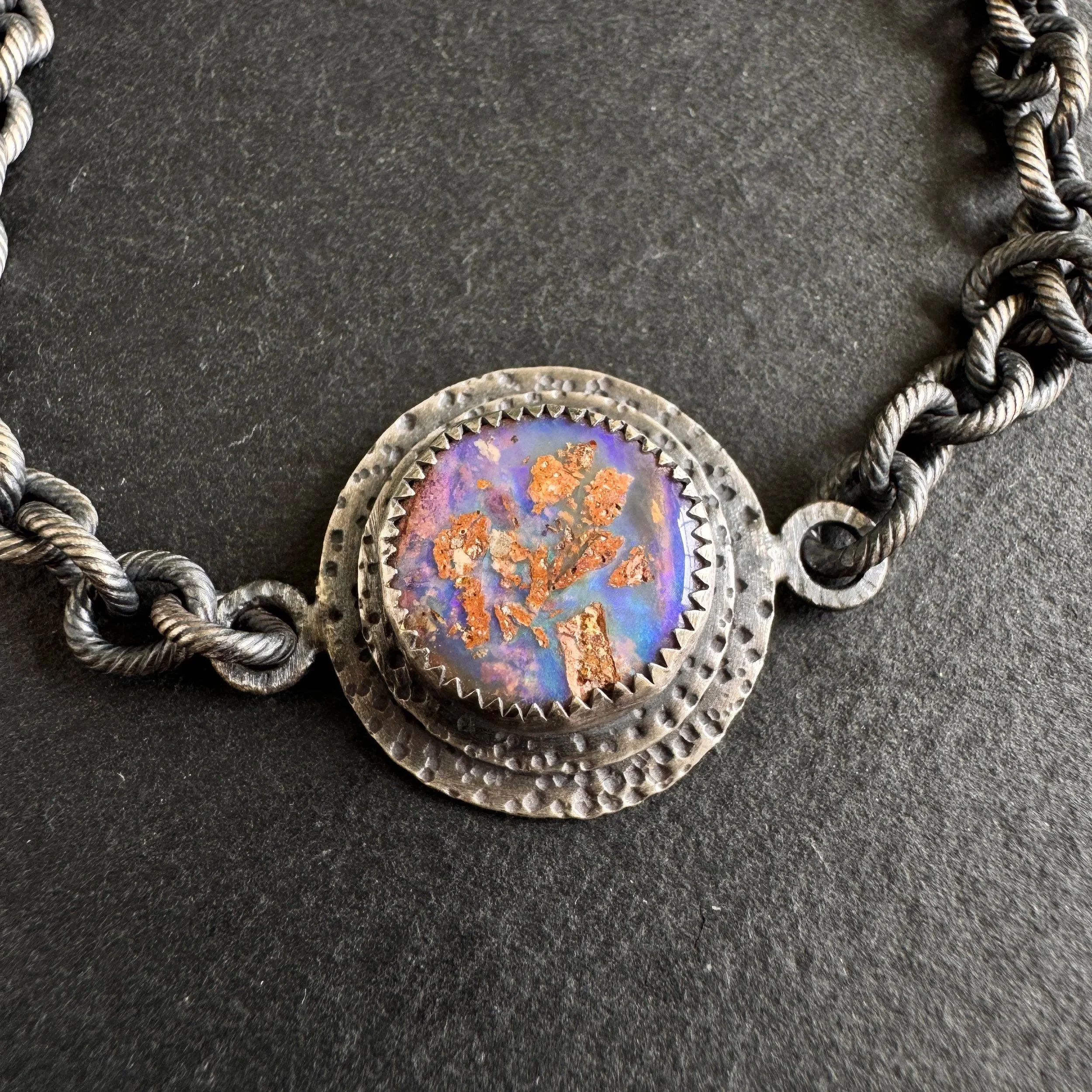 Wood Replacement Opal Link Bracelet ~ Fine & Sterling Silver