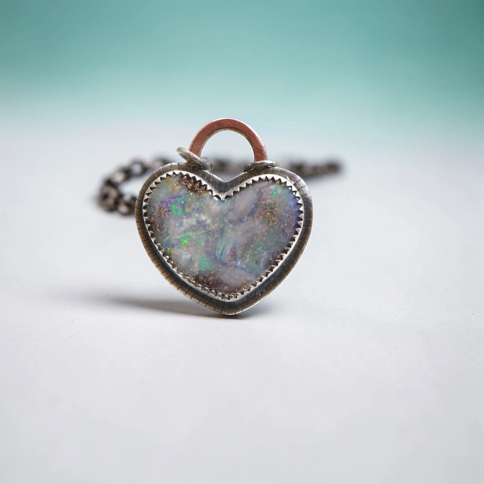 Boulder Opal Necklace ~ Fine & Sterling Silver ~ Copper
