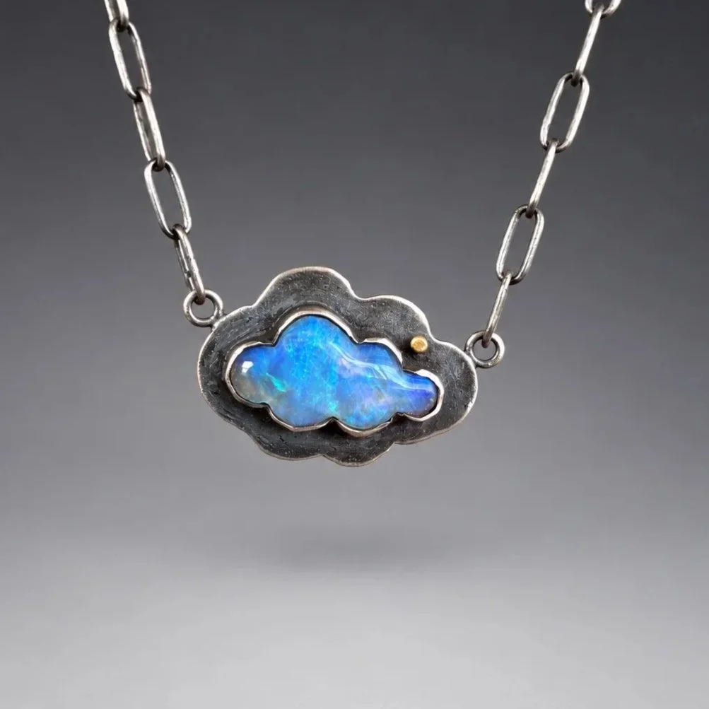 Bubble Cloud Opal Necklace ~ Fine & Sterling Silver ~18k Gold