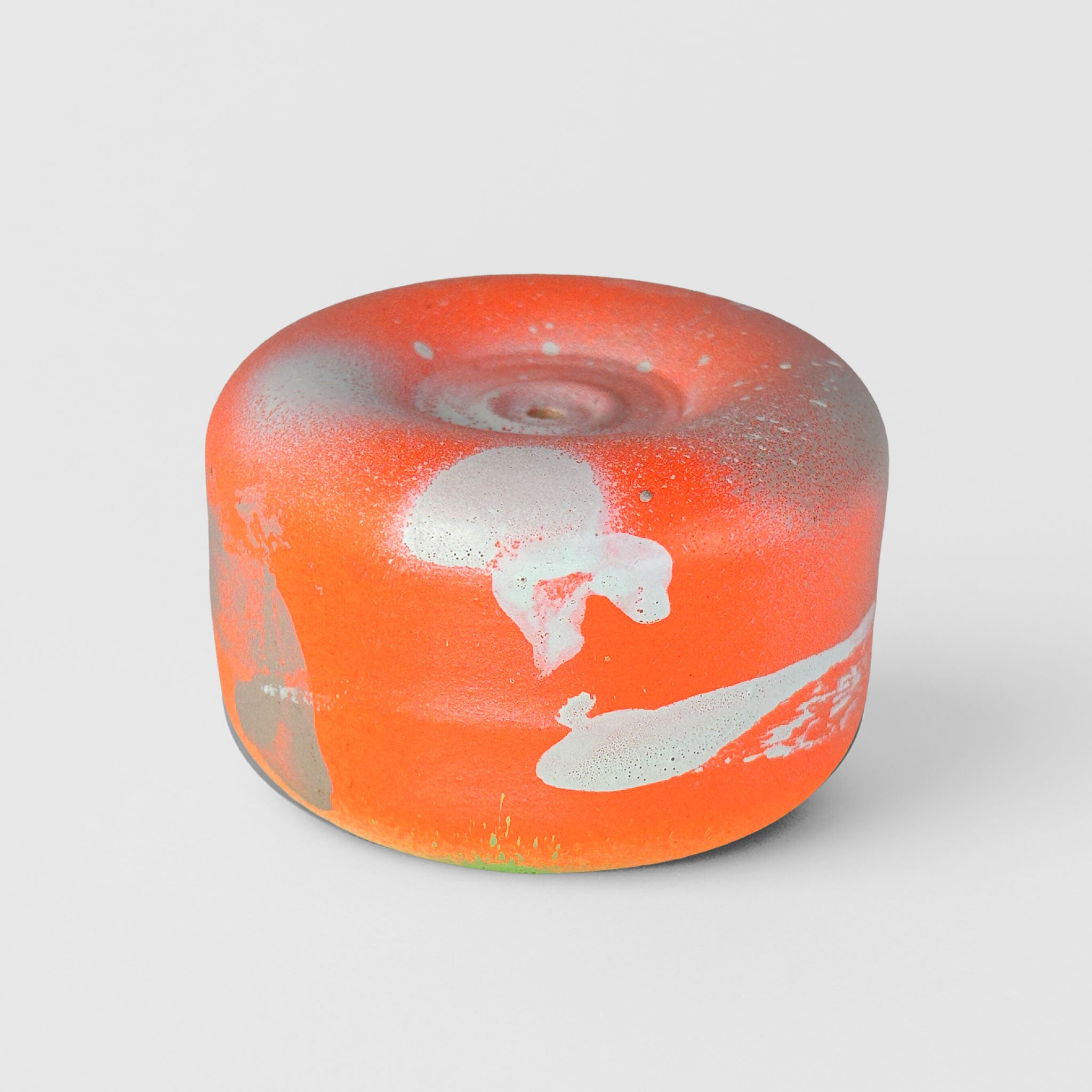'BURNT' ORANGE CERAMIC SKATEWHEEL INCENSE HOLDER