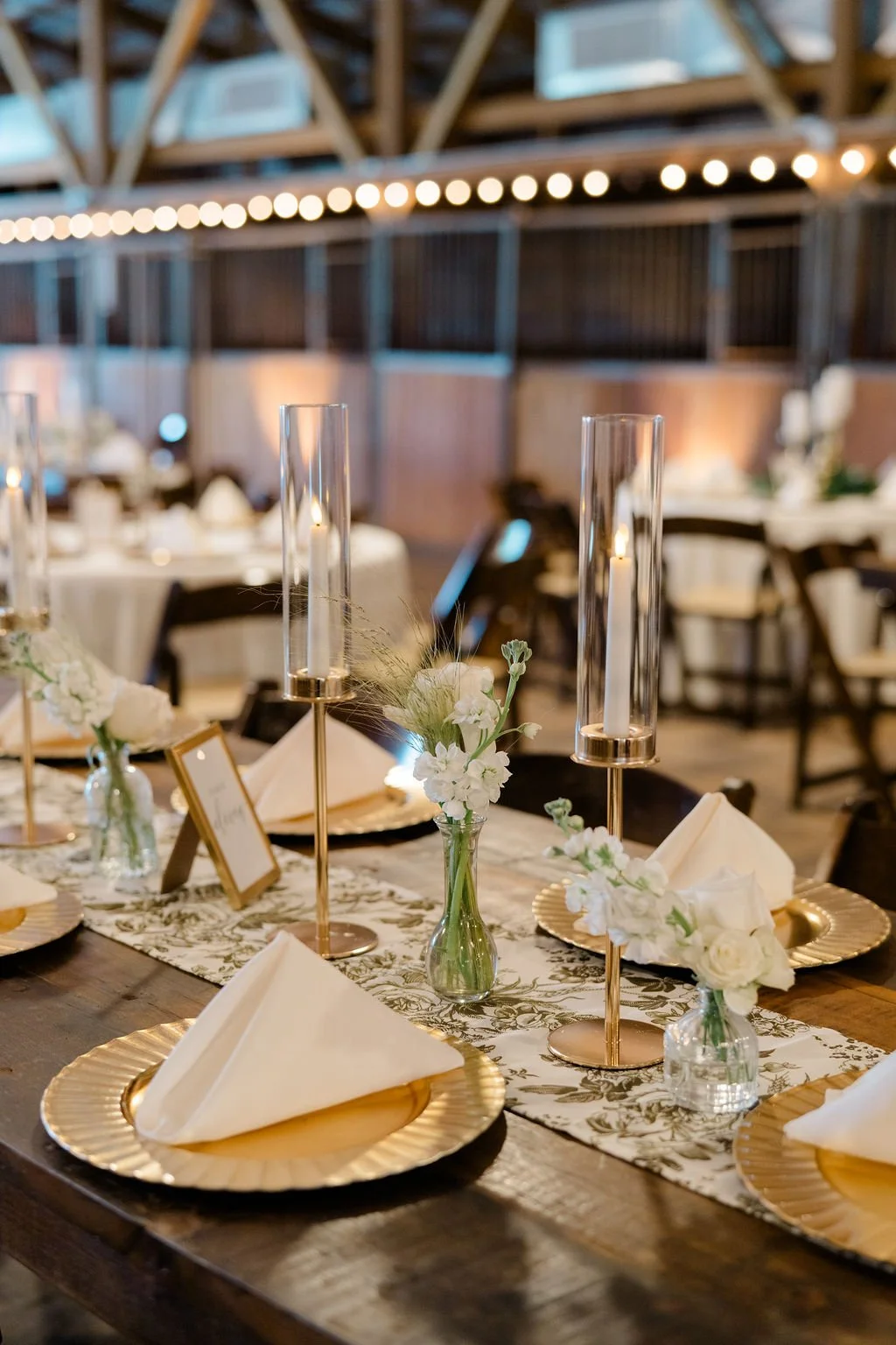Gold Skinny Candlestick Holders with Glass Hurricane