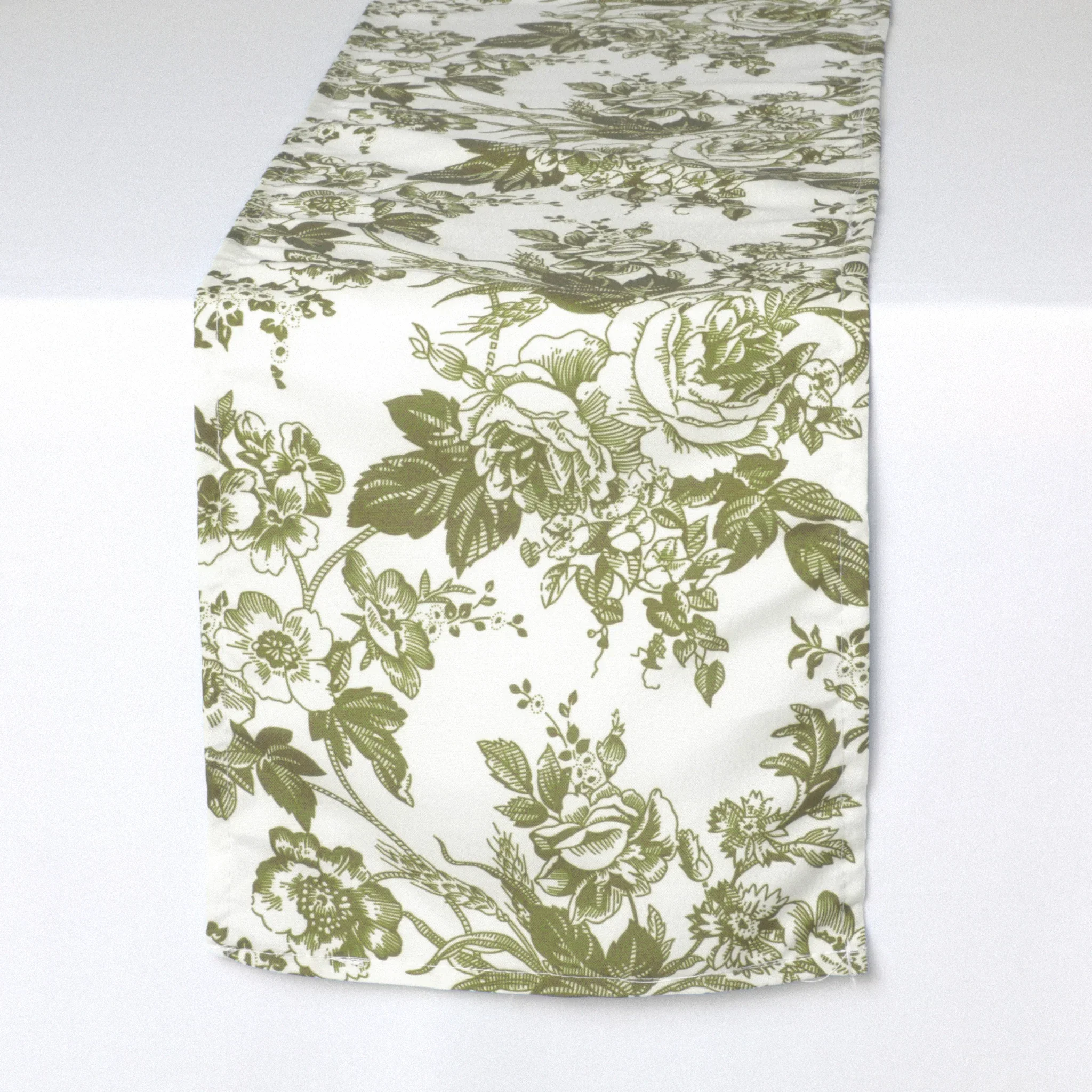 French Toile Runner - Olive Green
