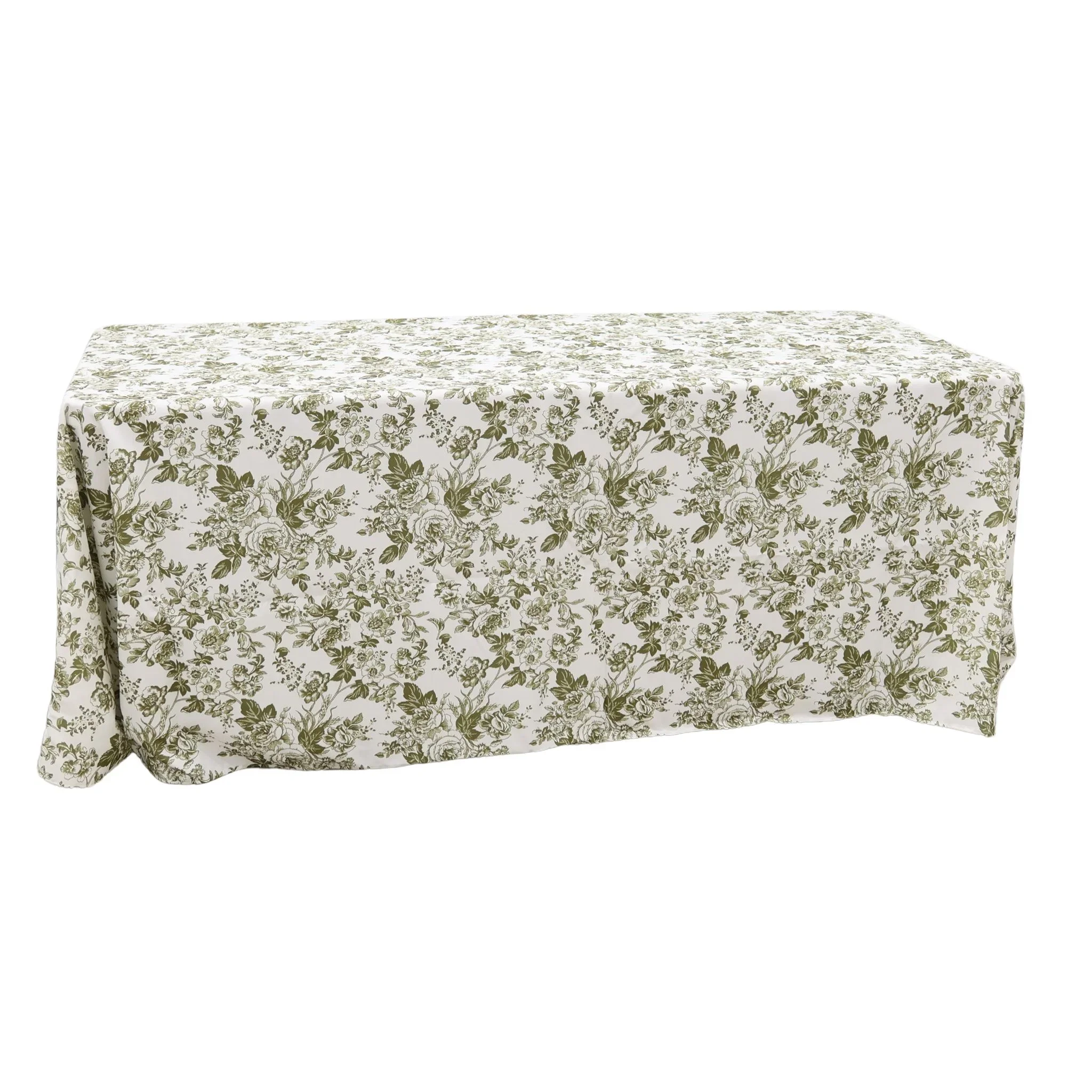 French Toile Rectangle - Olive Green