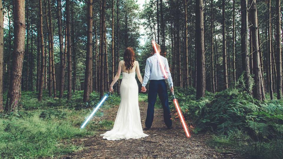 This is my favourite shot of the year. Two different people coming together; the light side, the dark side. She's a Disney princess and he's a Comic book geek. I captured this shot earlier this year, two of the most wonderful people I know and they are finally married. It's always an honour to photograph those special people who you admire! #love - Francesca Hughes 