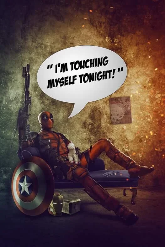 This Deadpool shot is one of my favourites this year. Deadpool is a character with a huge personality. From serious to complete idiot. In this shot we took the mick out of some marvel super heroes. - Steve Thewis 
