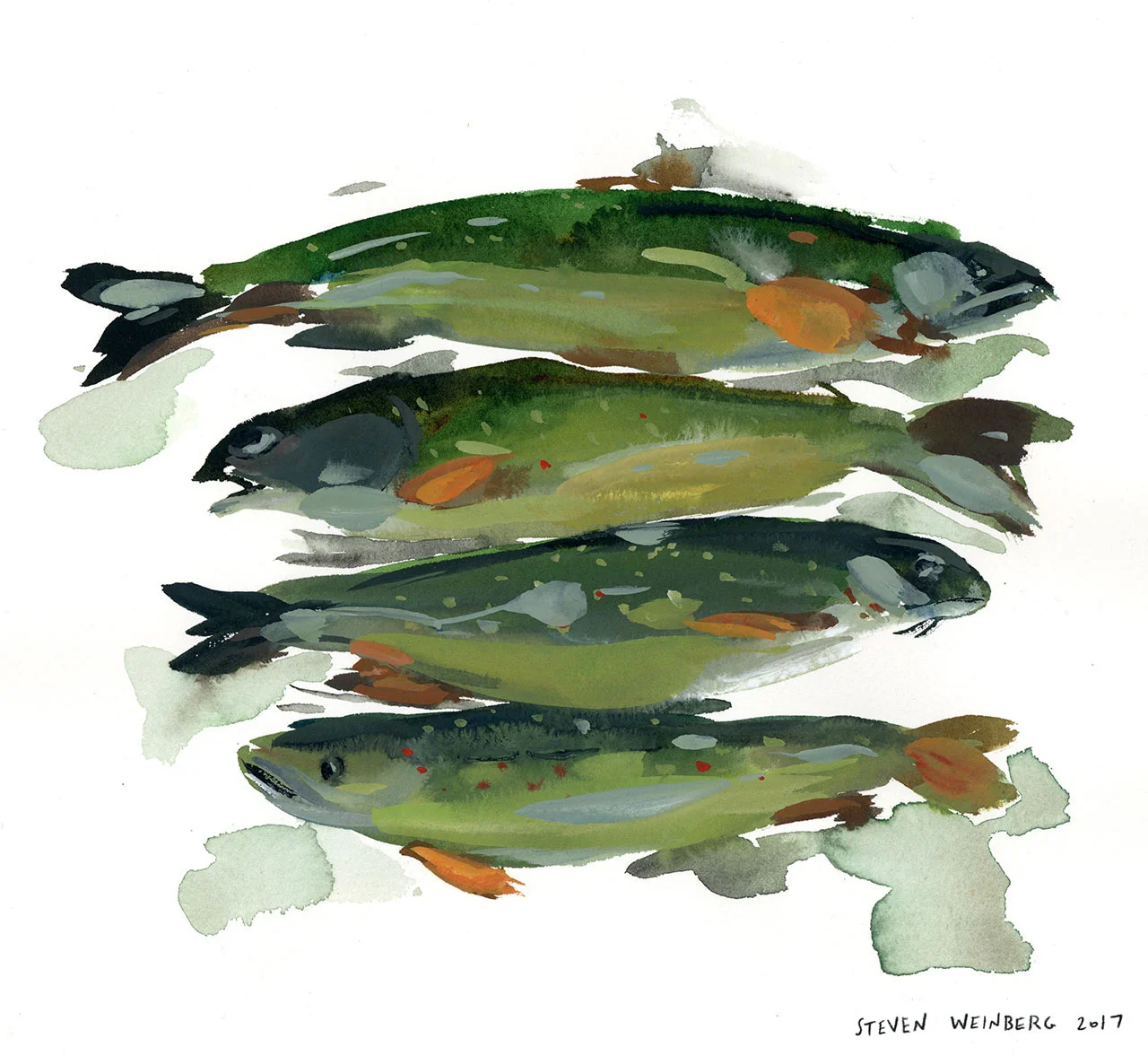 Lunch Watercolor on paper. 11" x 11" $340