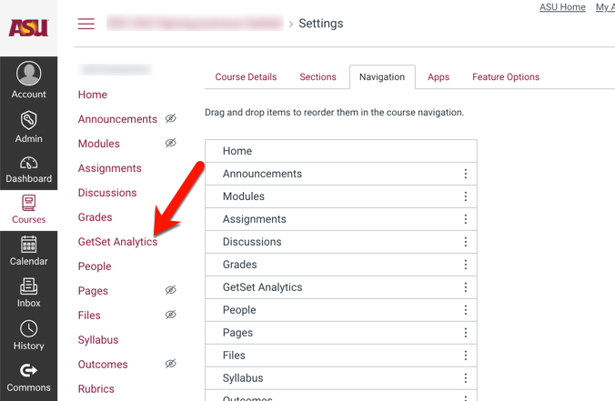 Canvas naviation list