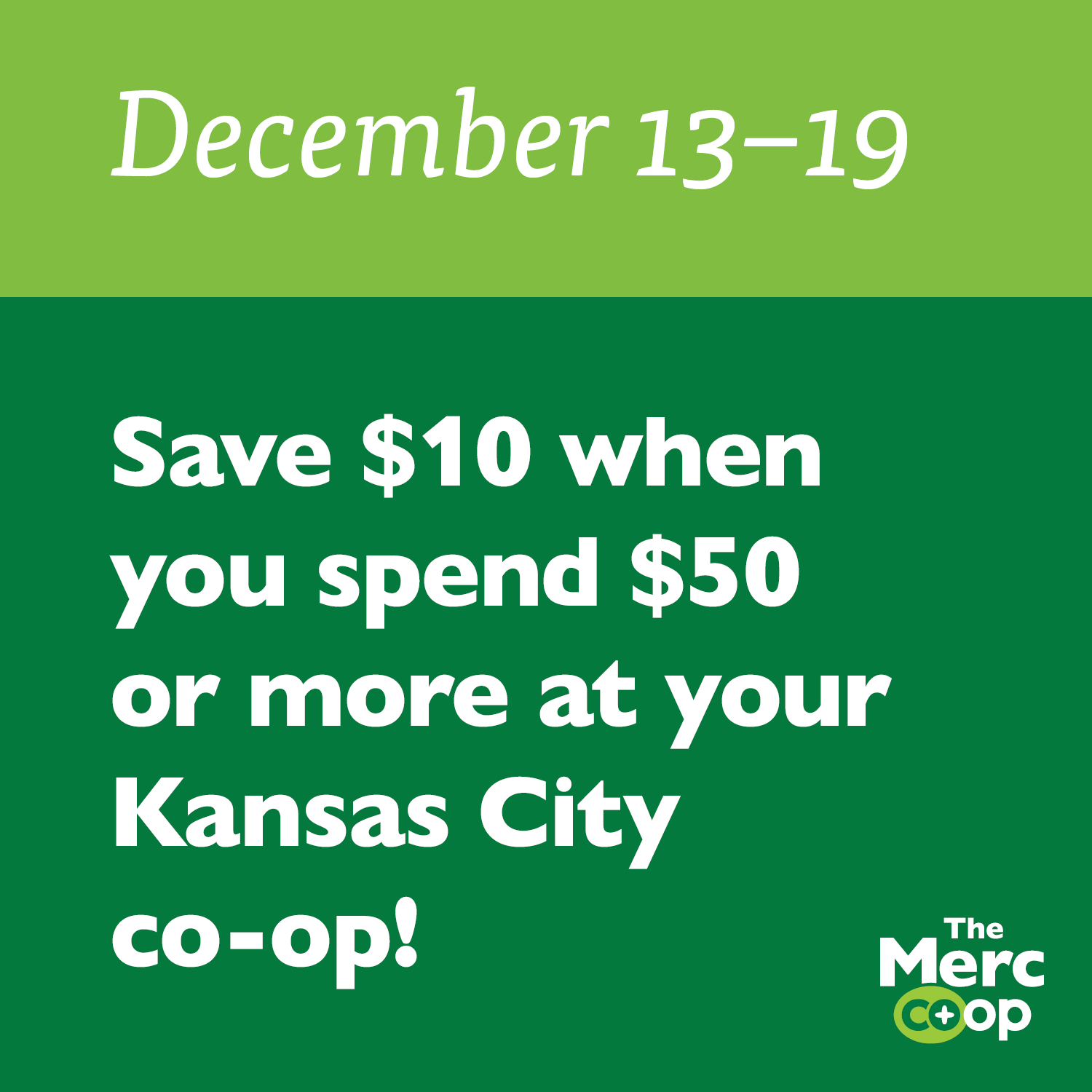 Save $10 off $50 — Kansas City