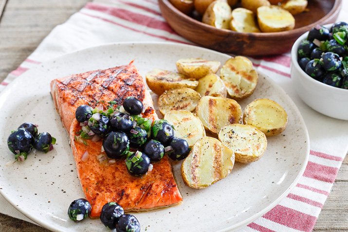 Grilled Salmon with Blueberry Salsa