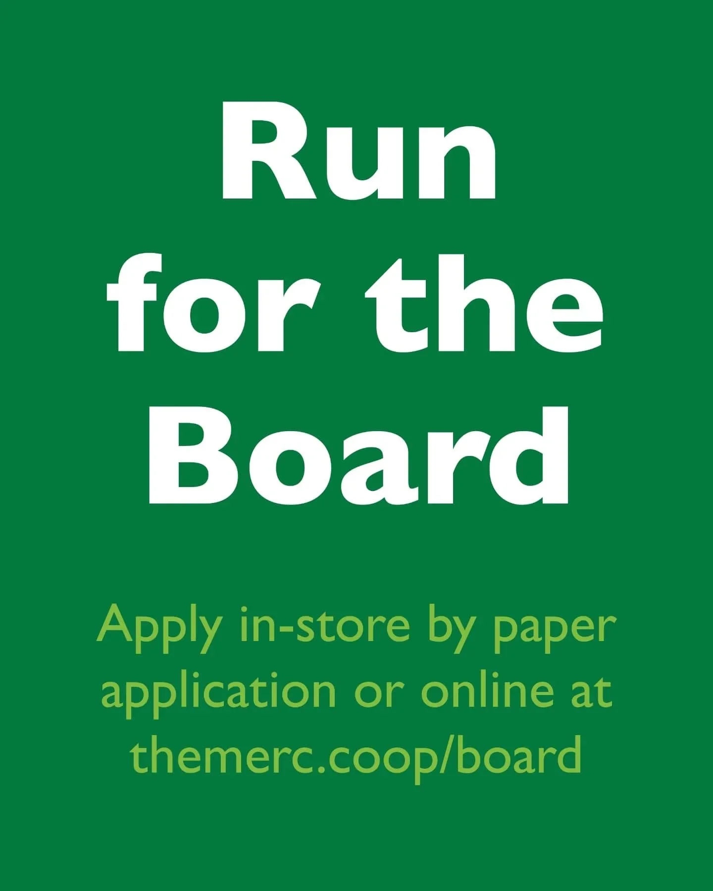 The deadline for applying to join our Board of Directors is Sept. 11. Candidate packets are available online at www.themerc.coop/board or the link in our bio.
Any co-op owner can run for the board! Learn more at tonight's virtual meeting - reach ou