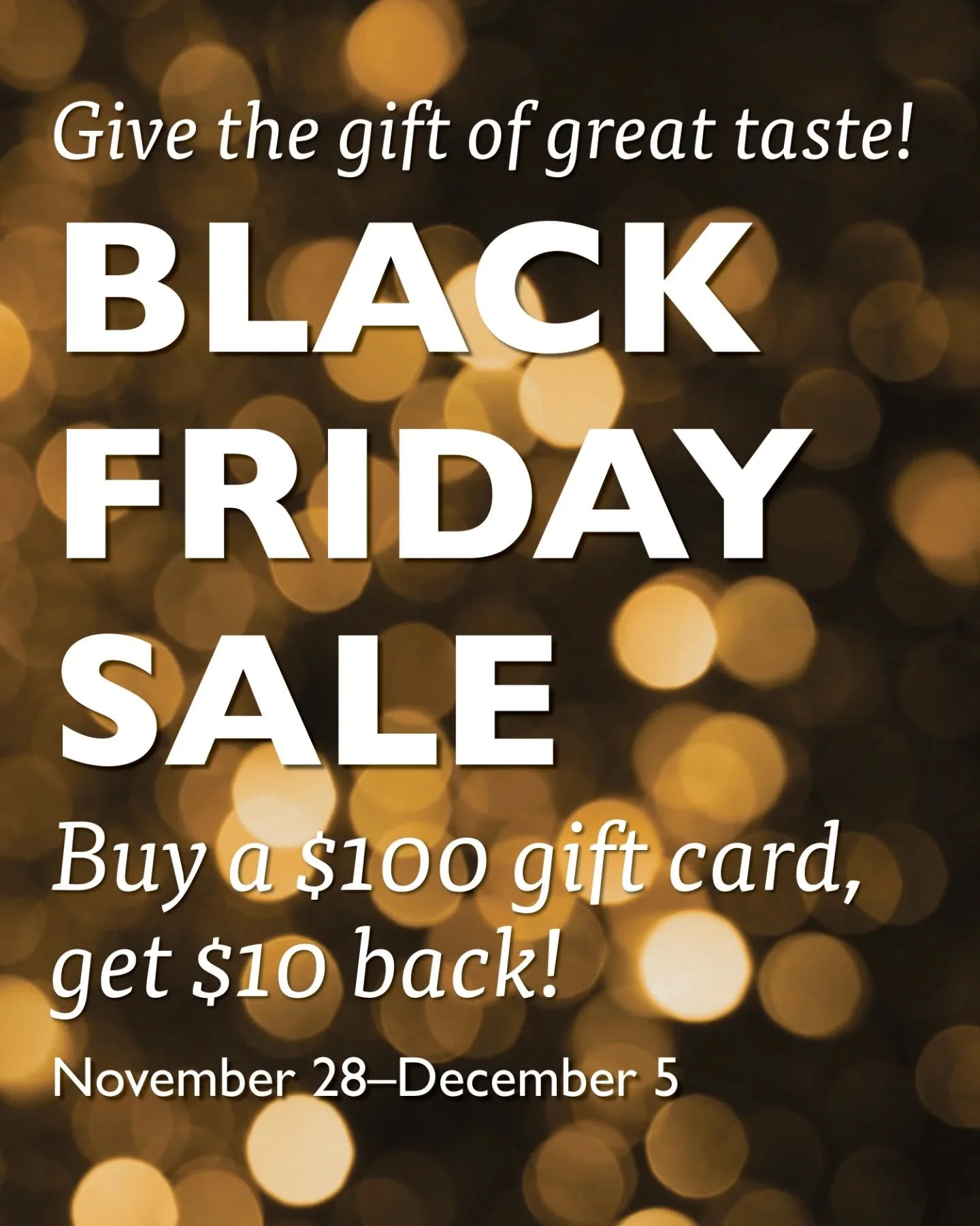Give the gift of great taste this holiday season! Buy a $100 co-op gift card, get $10 back! It's a gift for them, with a little something for you.

Promotion runs Friday, November 28 &ndash; Friday, December 5. In-store only. While supplies last. Get