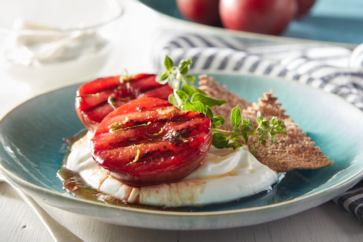 Grilled Pluots with Honey and Lime