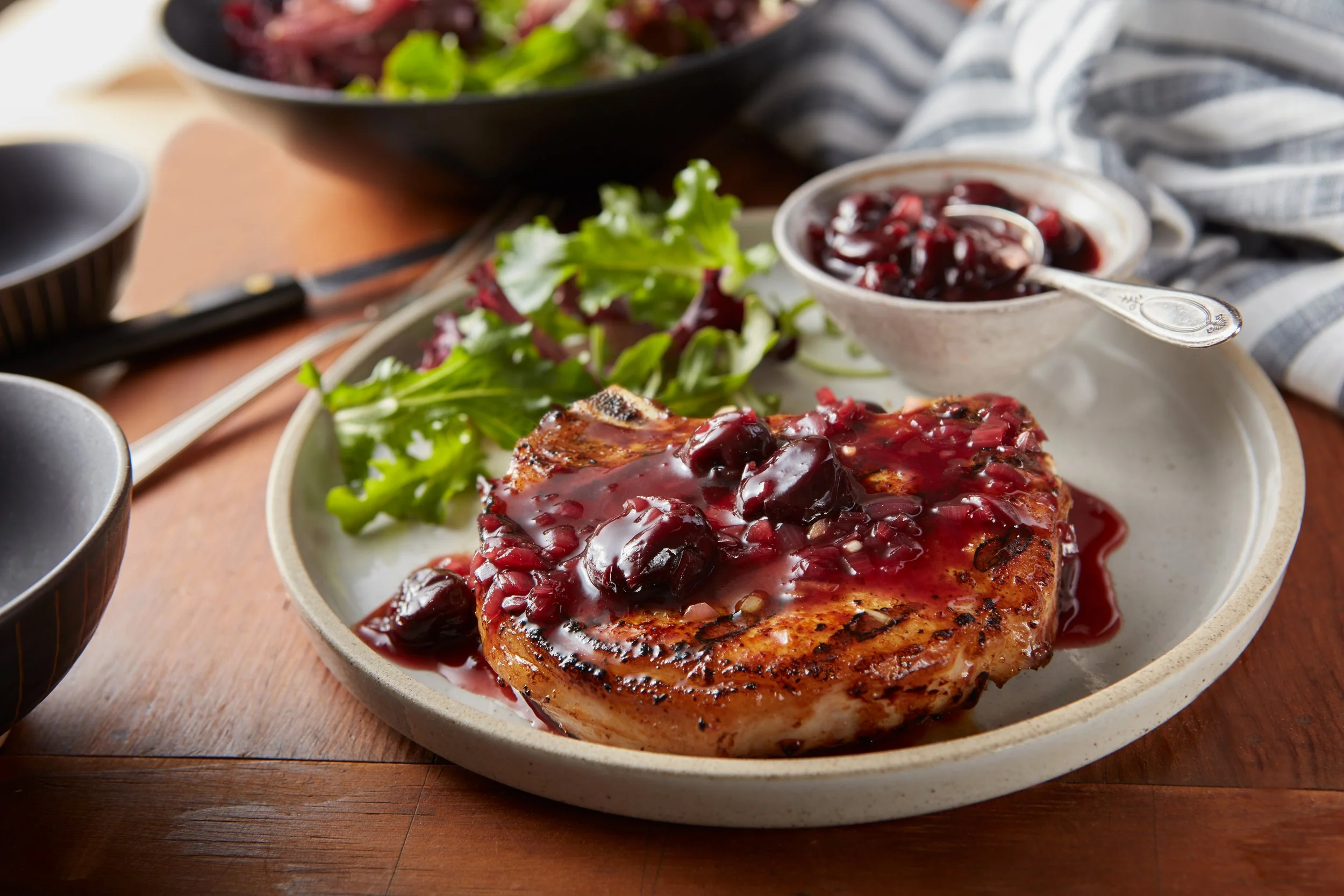 Grilled Pork Chops with Cherry Sauce