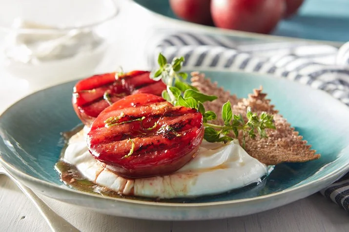 Grilled Pluots with Honey and Lime