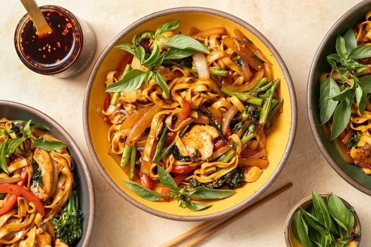   Sweet &amp; Spicy Basil Noodles with Chicken    Get the recipe  