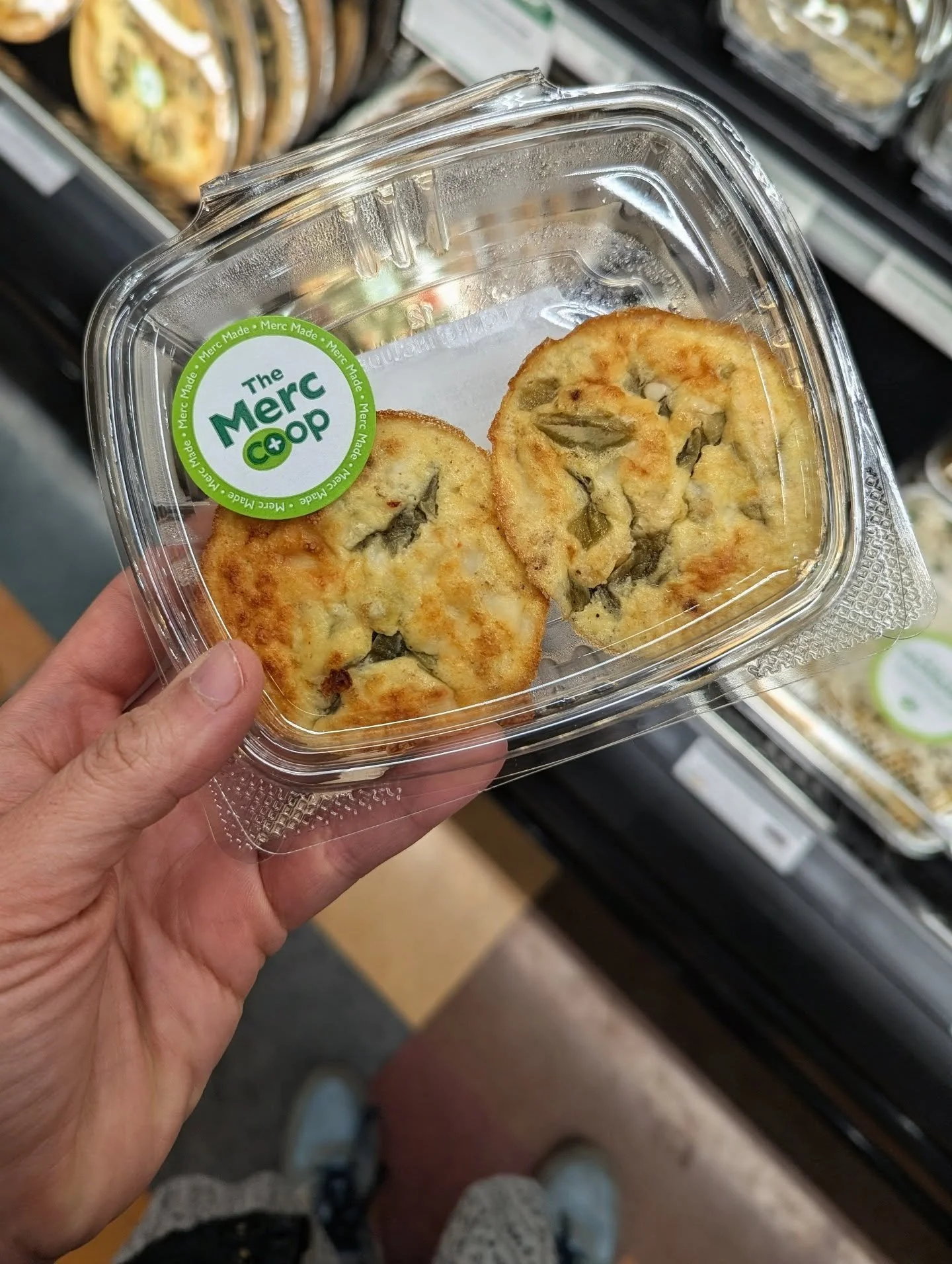 New, grab and go breakfast from the bakery - Egg Bites! 🍳 High protein, perfectly portioned and made with local eggs! The Bacon Swiss or Green Chile Pepperjack Egg Bites fit nicely into your Merc Made breakfast burrito rotation. 🌯