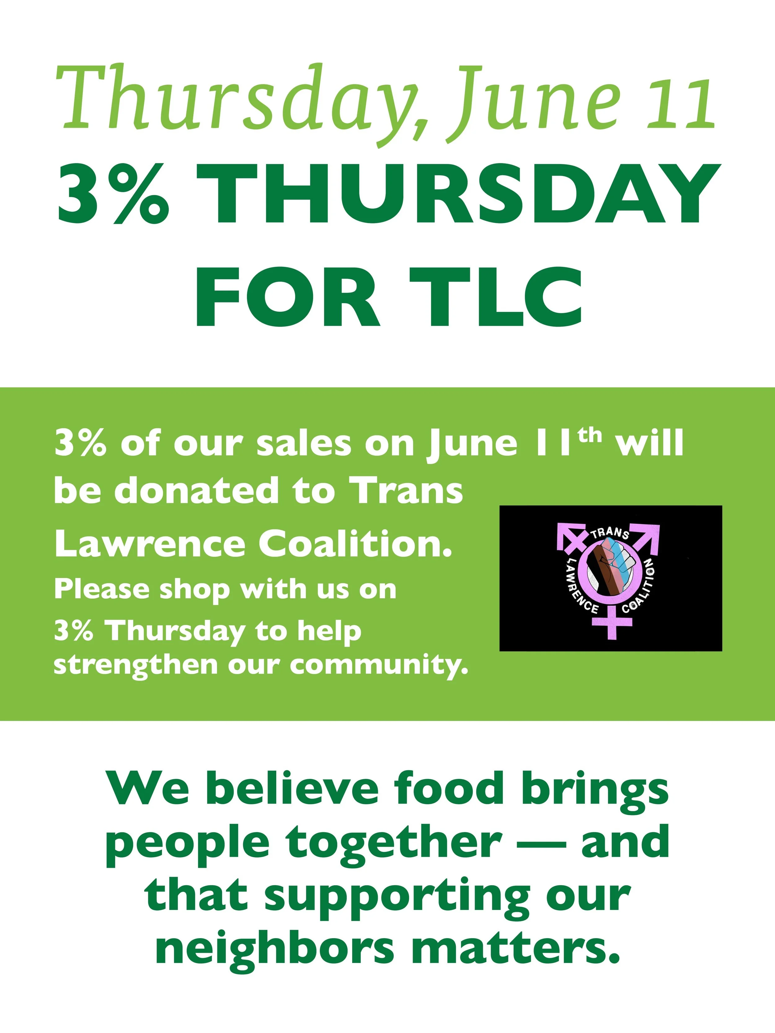 Trans Lawrence Coalition @translawrencecoalition is a trans-led organization seeking to protect and expand the social and political well-being of trans people in Lawrence. At a time when trans people are navigating increased challenges and scrutiny, 