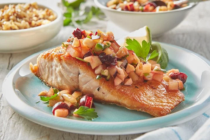   Seared Salmon with Stone Fruit Salsa    Get the recipe  