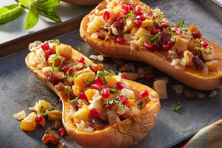   Apple- and Date-Stuffed Butternut Squash    Get the recipe  