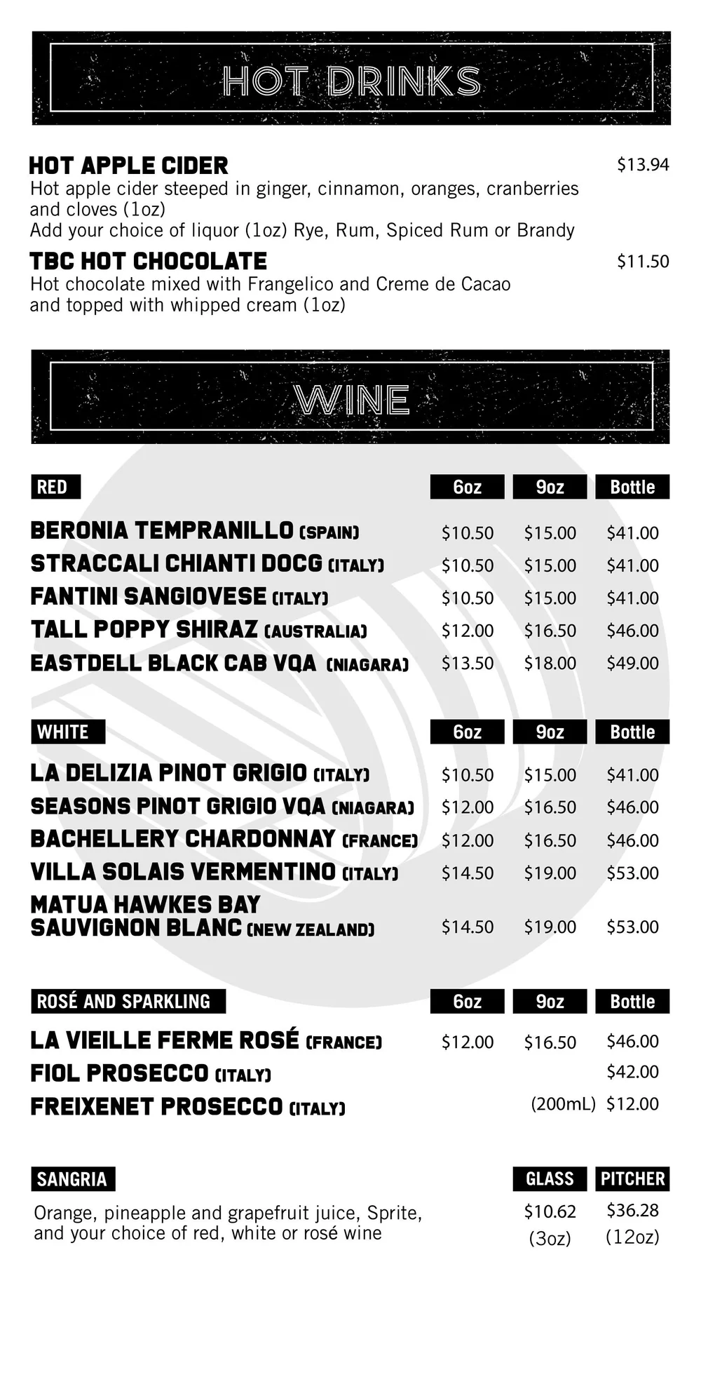 tobacco road drink menu Toboggan Brewing Co