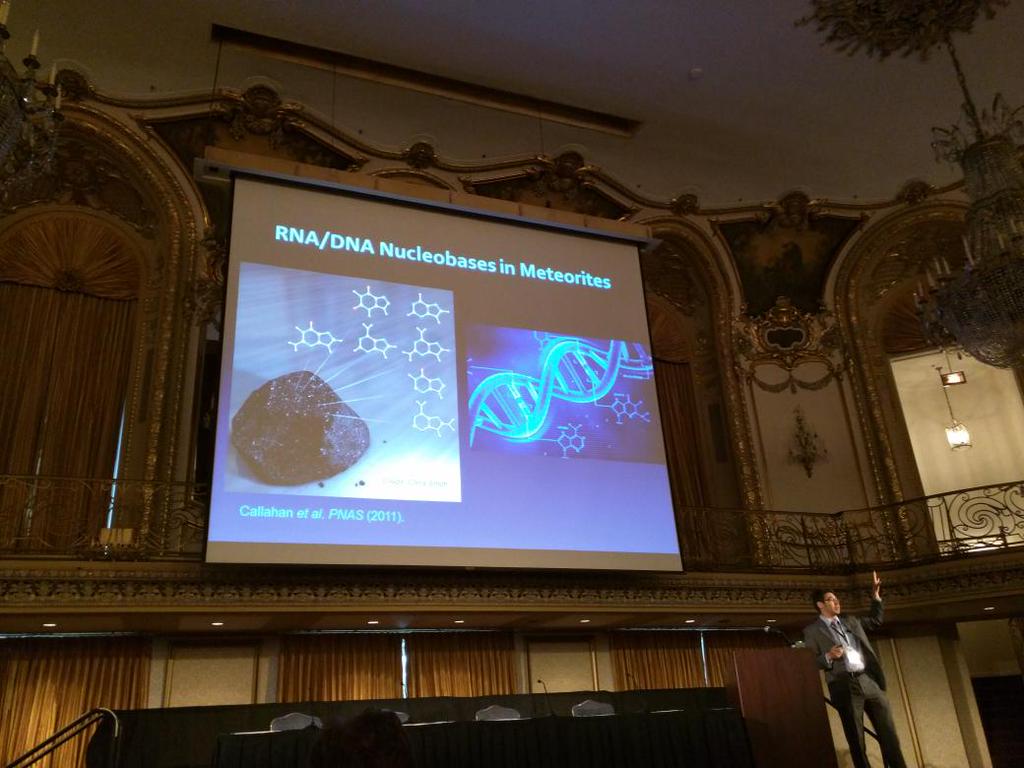 Mike giving a talk at one of the Special Plenary Sessions at the Astrobiology Science Conference, 2015 (Chicago, IL, June 15, 2015). This is also the same ballroom where Dr. Richard Kimble confronted Dr. Charles Nichols in The Fugitive . Photo Credit: Peter Angus Medlock