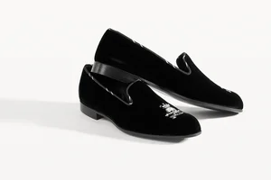 LOGO VELVET SLIPPER — BARKER BLACK display picture 2