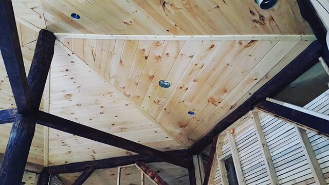 Ceiling is in! ....Tongue and groove white pine....