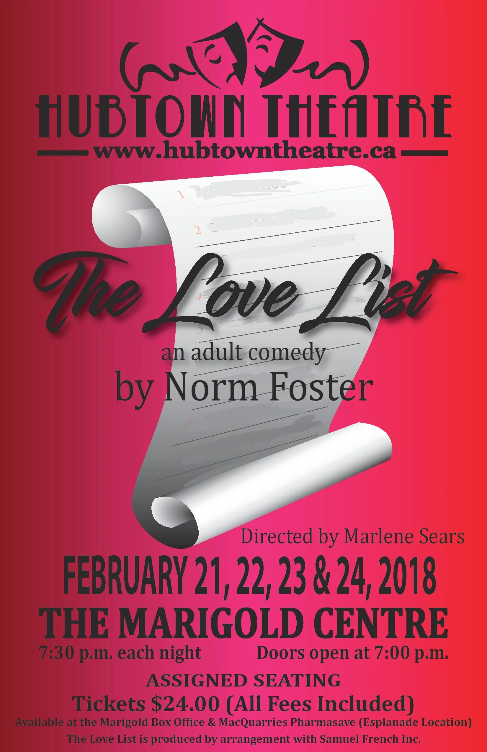 Hubtown Theatre: "The Love List" a comedy by Norm Foster
