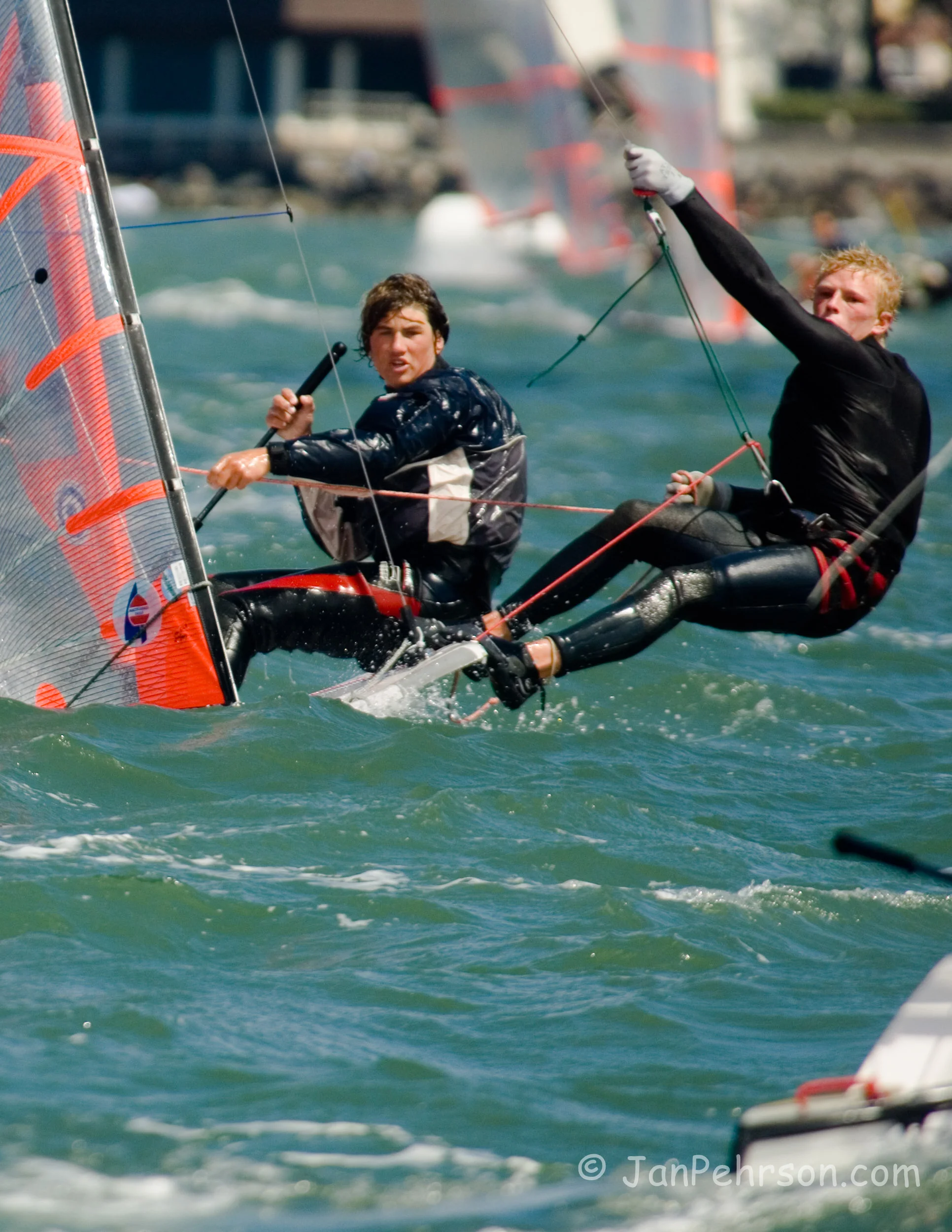 29er Worlds, San Francisco, St Francis Yacht Club, 2005. San Francisco Bay Youth Sailors Johnny Heineken and Matt Noble sail to a 2nd place finish